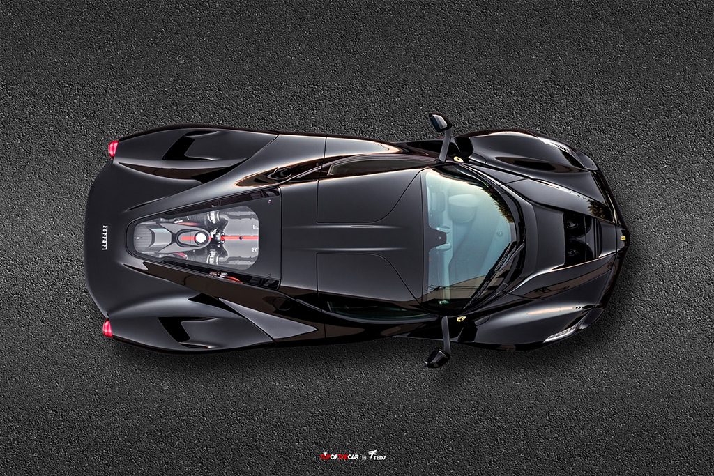 Black Ferrari LaFerrari Top of the Car